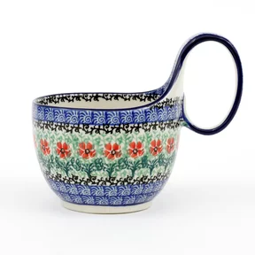 Czerpak ceramiczny 845 0,4l <br> 1916X Czerwone kwiatuszki